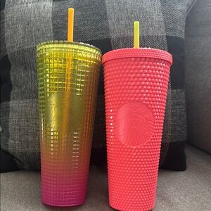Starbucks Yellow-Pink Gradient and Pink Tumbler Duo